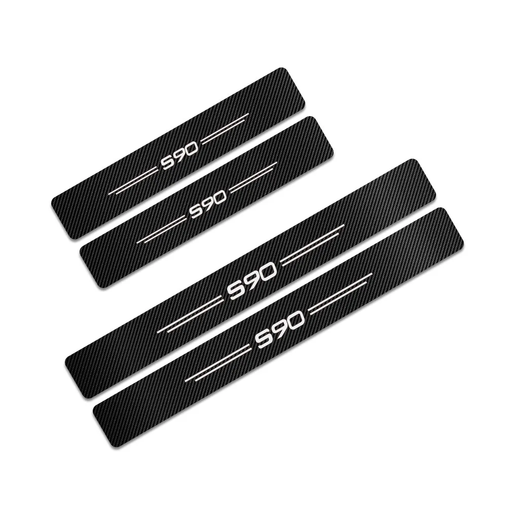 S90 4PCS Car Stickers For Volvo S60 XC90 V40 V50 V60 S60 S90 V90 XC60 XC40 AWD T6 Auto Door Threshold Carbon Protector Accessories - Название цвета: S90