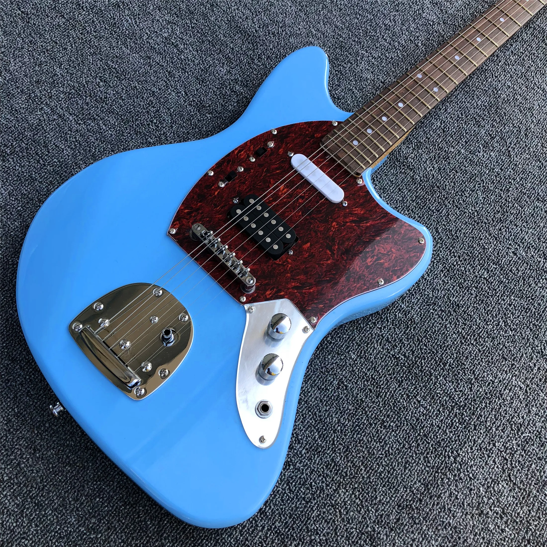 Высококачественная синяя 6 струнная Электрогитара st магазин с фабрики Fen цельная