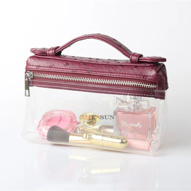 XMESSUN Прозрачная женская косметичка из ТПУ кожи Водонепроницаемая на молнии