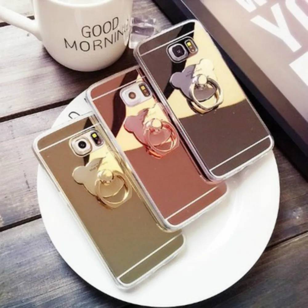 

Electroplated Mirror Bear Stand Phone Case For IPhone 12 11 Pro Max SE 2020 Fundas Iphone X XR XS 8 7 Plus 6 Plus 6 5S 5G Coque