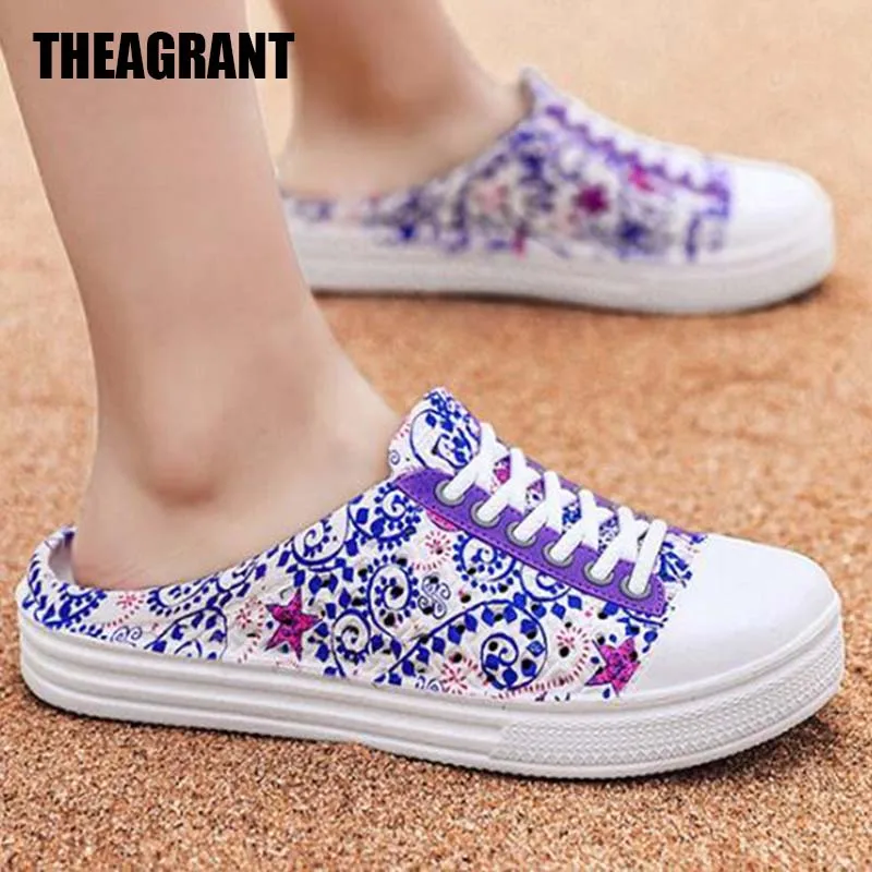 

THEAGRANT Hot Shoes Women Geometric Platform Slippers Summer Beach Shoes Chinese Casual Slides Shoes Woman Big Size 41 WSL3034