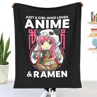 just a girl who loves anime and ramen bowl panda teen girls throw blanket winter flannel bedspreads bed sheets blankets
