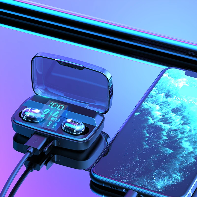 Tws беспроводные наушники Bluetooth V5.0 Спортивные Беспроводные светодиодный дисплей