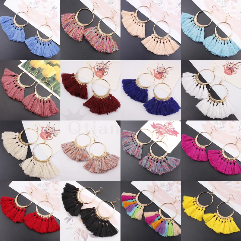 Новые богемные Винтажные серьги кисточки геометрический серебряный цвет для