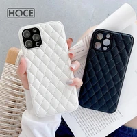 hoce luxury leather case for iphone 13 11 pro max 12 mini 7 8 plus xs max x xr se 2 12 elegant lattice shockproof leather cover