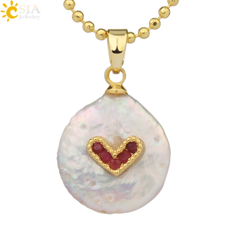 Necklace-I Csja кулон из пресноводного жемчуга, крошечное ожерелье из бисера, сердце из фианита подвески в форме цветов для детей, милое колье для девочек, модные украшения, G213 - Окраска металла: Necklace-I