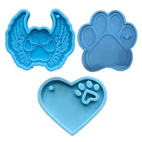 3 pcsset dog paw style keychain epoxy resin mold necklace pendant silicone mould diy crafts jewelry casting tool