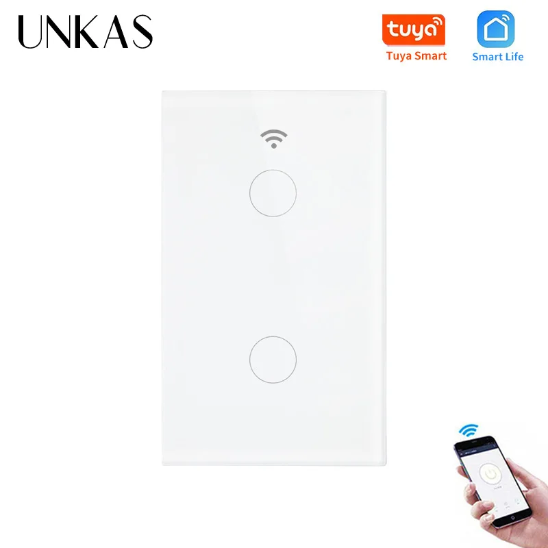 UNKAS Хрустальная стеклянная панель 1/2/3 банды США стандарт Tuya Smart Life приложение Wifi