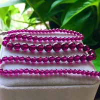 Genuine Natural Purple Red Garnet Crystal Necklace 4293mm Clear Round Beads Women Fashion Jewelry AAAAAA
