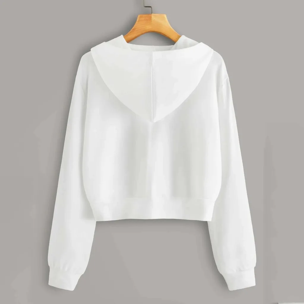 Women's Sweatshirt Casual Solid Long Sleeve Zipper Pocket Shirt Hooded Sweatshirt Tops Sudaderas Con Capucha Outwear Hoodies