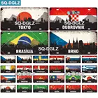 SQ-DGLZ известном городе номерного знака металлический знак винтажная табличка страна жестяная вывеска Настенный декор Бар Декор путешествия Бразилиа плакат