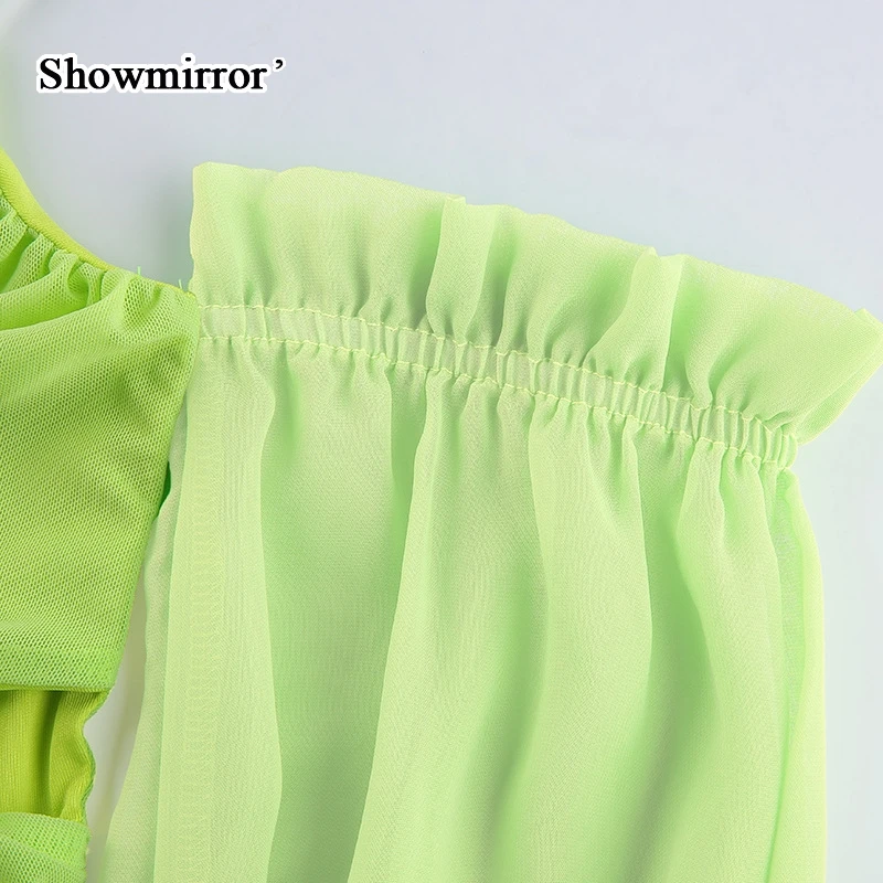 Сексуальный шифоновый сетчатый кроп-топ Showmirror с открытыми плечами Женская