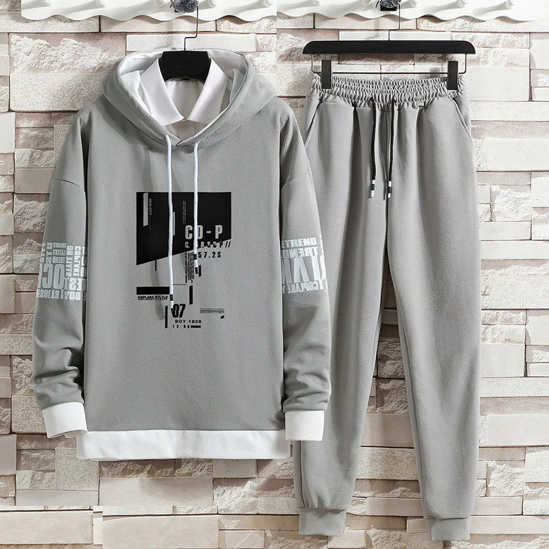 Hoodie Suit Men's Long-sleeved 2-piece Set Sweatshirt + Sweatpants Casual Pullover Suit Outdoor Sportswear Mens Joggers Set