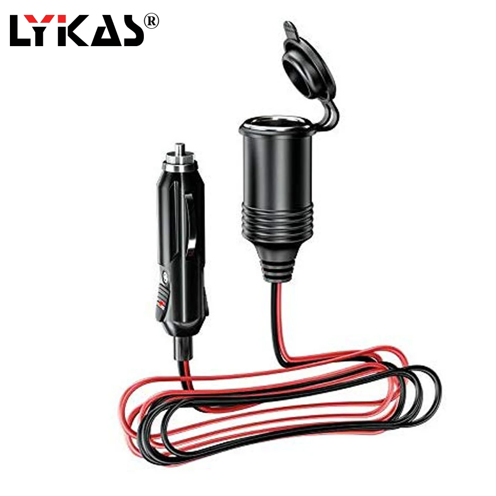 LYKAS сигареты Удлинительный кабель для автомобиля 12V 24V удлинитель 1,5 м Адаптер для зарядного устройства от прикуривателя