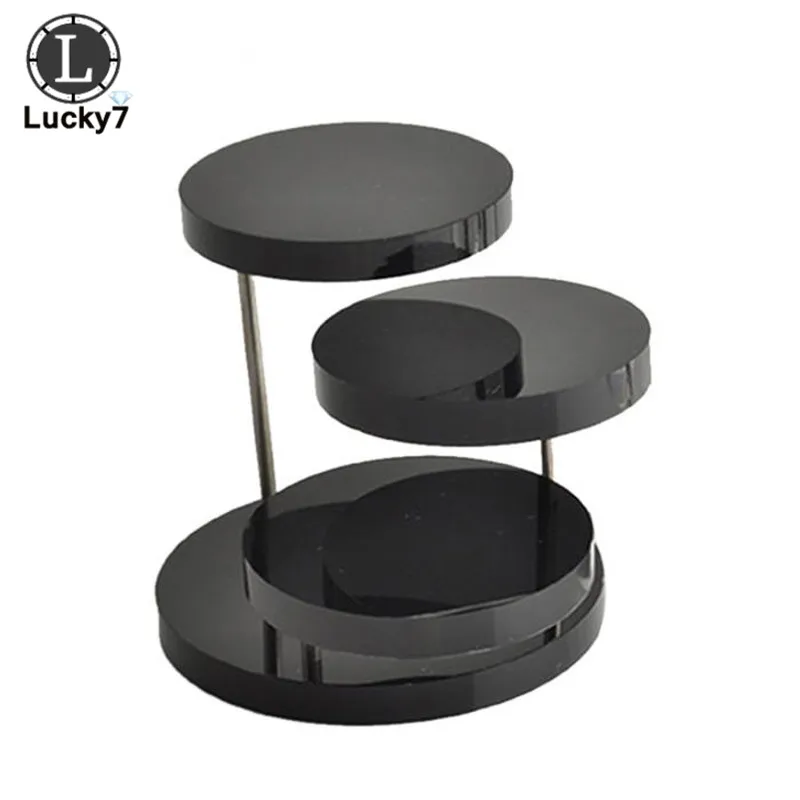 Совершенно новая 3-слойная Прозрачная черная круглая акриловая подставка для