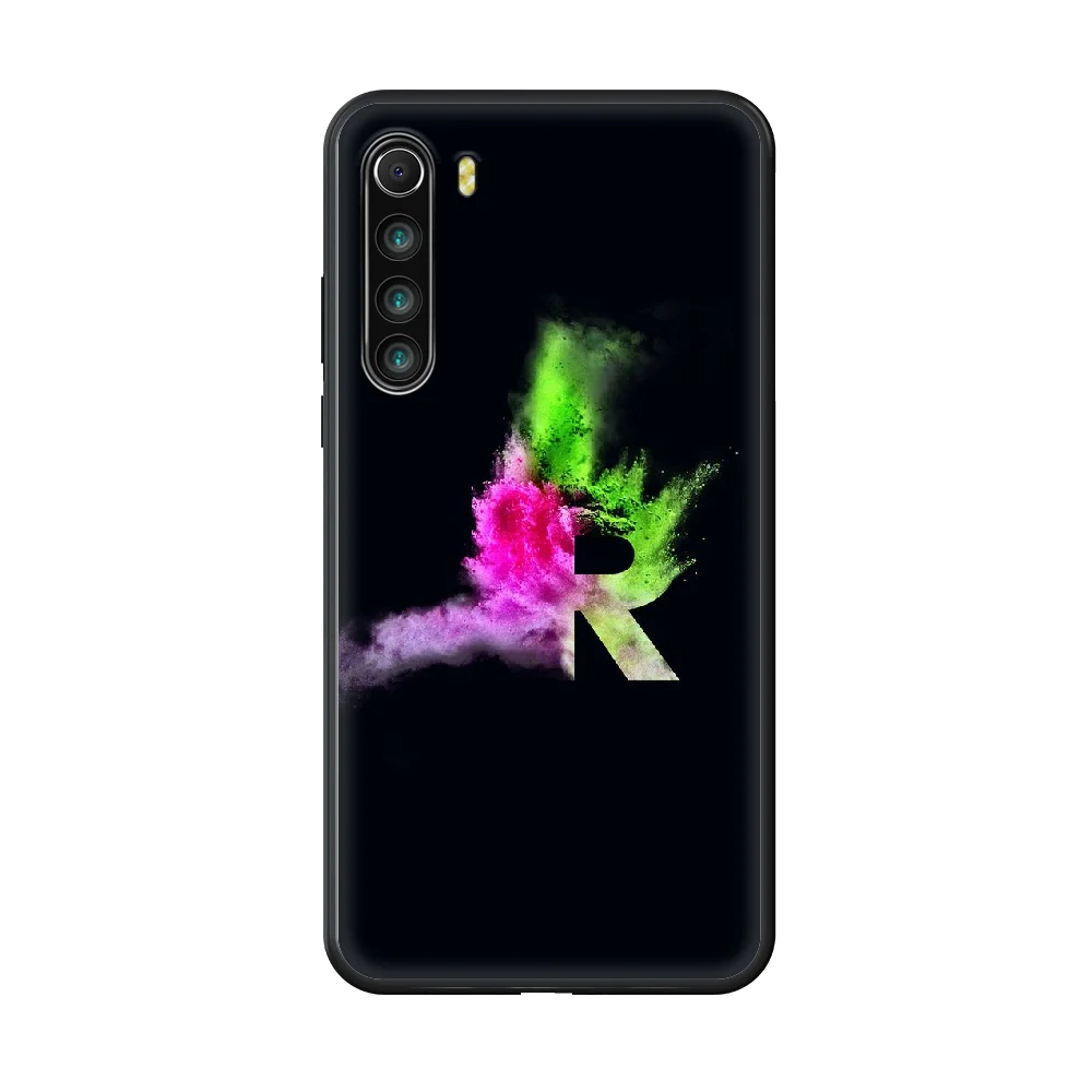 

English Alphabet Selection Particle Phone case For Xiaomi Redmi Note 8T 8 9 7 7A 8 8A 4 5 9S Pro black bumper silicone