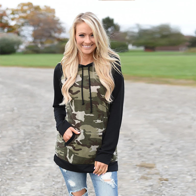 Женская камуфляжная толстовка с капюшоном в европейском и американском стиле