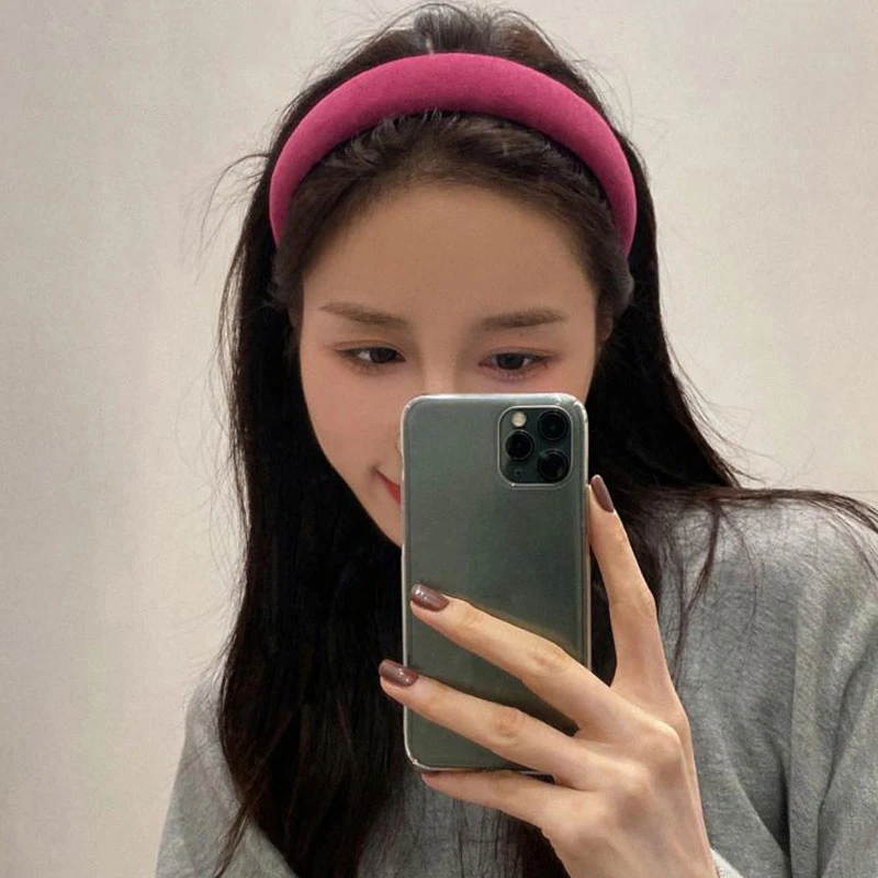 

Color Turn Plush Headband Simple Solid Color Wild Hairpin Girl Fluorescent Color Wide Headband Woman Hair Accessories Headdress