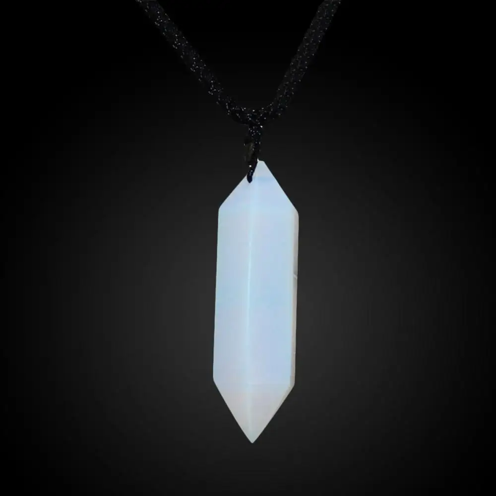 Hexagonal Column Quartz Necklaces Pendants Fashion Natural Stone Bullet Pink Crystal Pendant Necklace For Women Decor Party Gift | Дом и сад