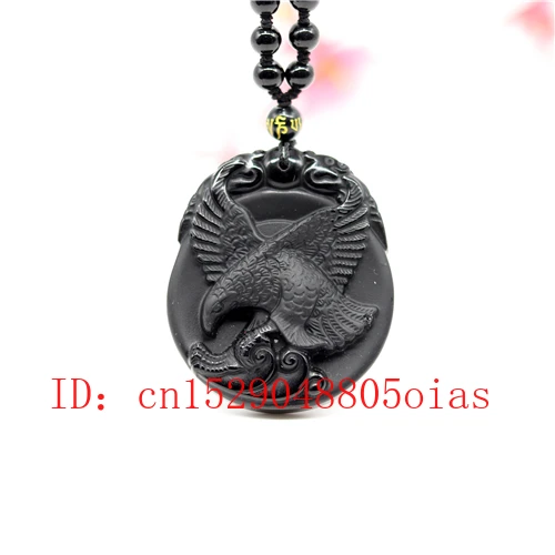 Натуральный черный обсидиан Нефритовый Орел кулон бусы ожерелье модное