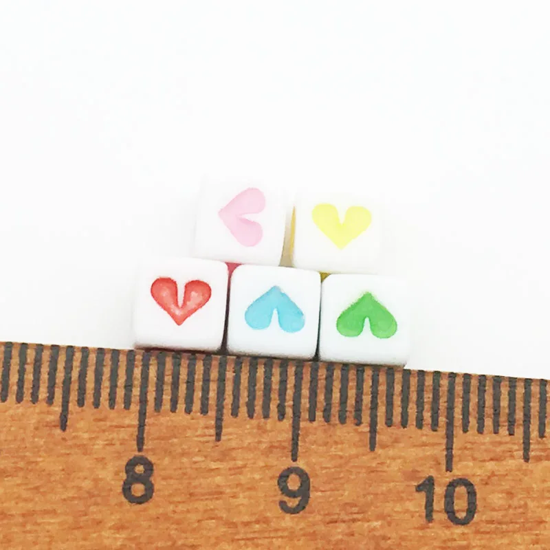 

Mixed 6X6mm Heart Pattern Acrylic Beads Round Flat Cube Loose Spacer Beads For Jewelry Making Handmade DIY Bracelet Necklace