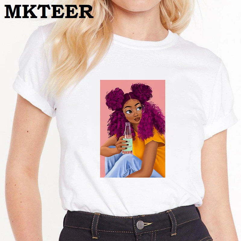 Новое поступление 2019 женская футболка с попфином меланина в стиле Харадзюку