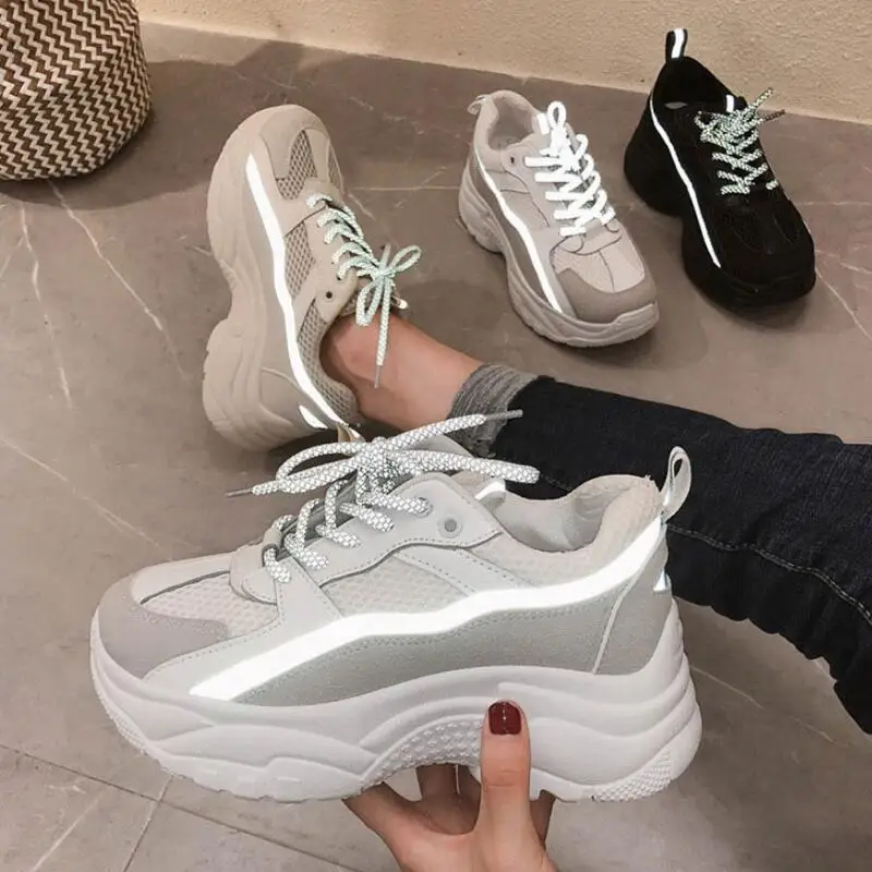 Женские кроссовки на вулканизированной платформе повседневные дышащие размера