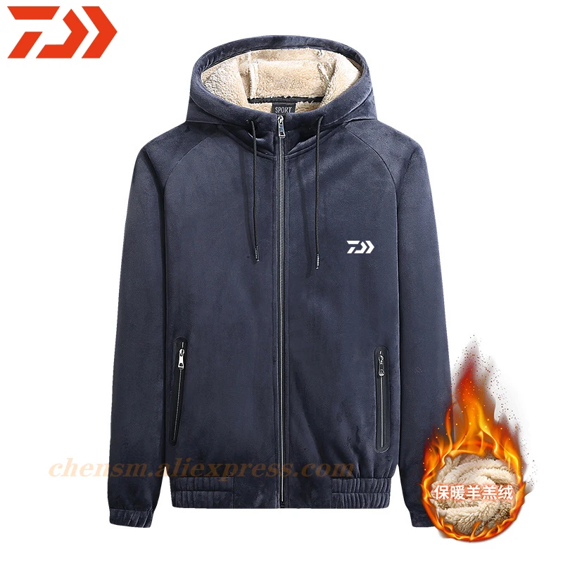 

Daiwa 2021 New Winter Fishing Clothes for Men Jacket Windproof Fluffing Fishing Wear Windproof Zipper Multi-Pocket Fishing Shirt