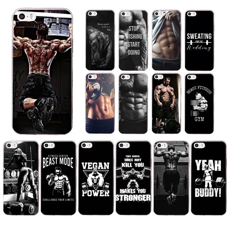 

FHNBLJ Bodybuilding Gym Fitness Phone Case for iPhone 11 12 pro XS MAX 8 7 6 6S Plus X 5S SE 2020 XR case