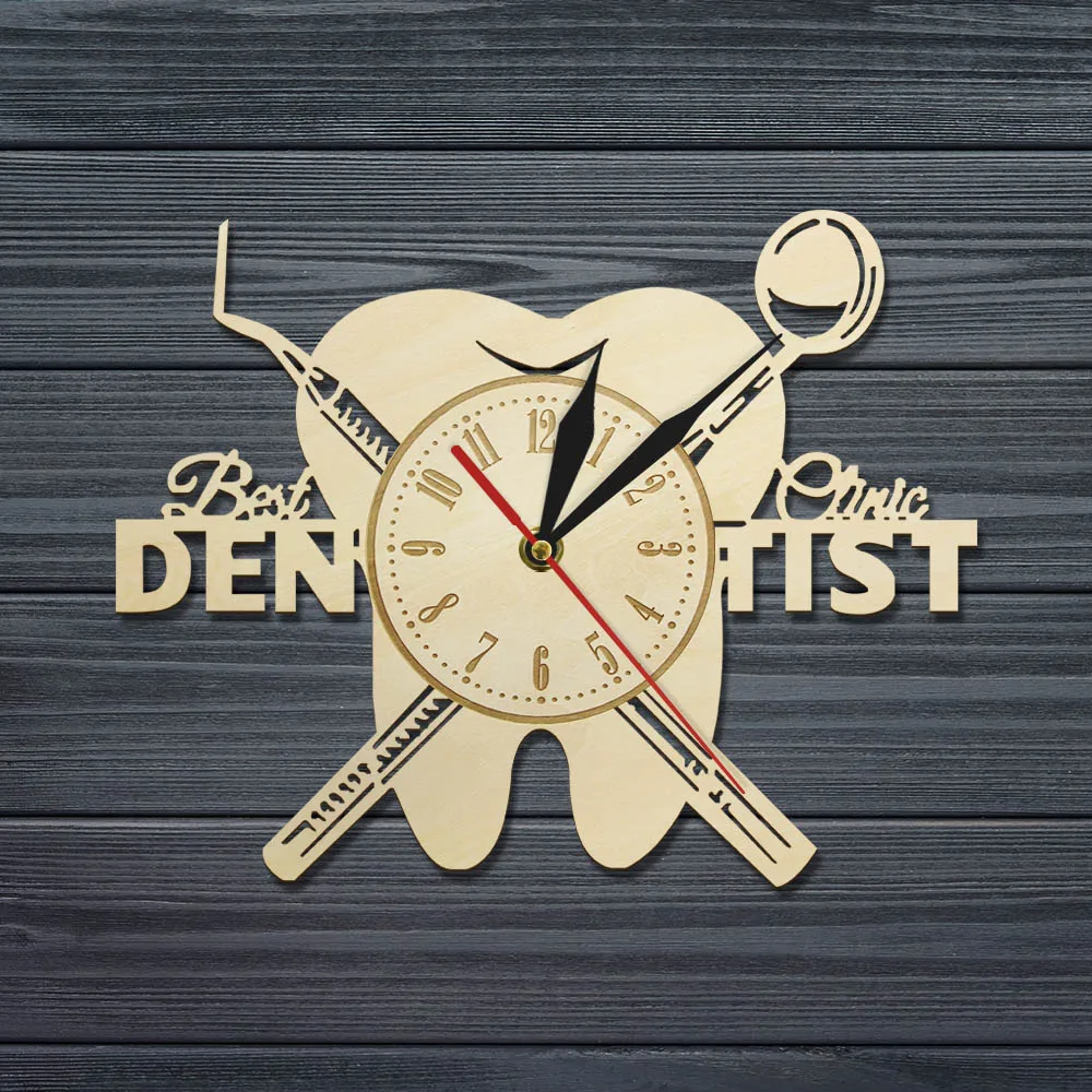 Настенные часы для стоматолога с зубами настенные из натурального дерева