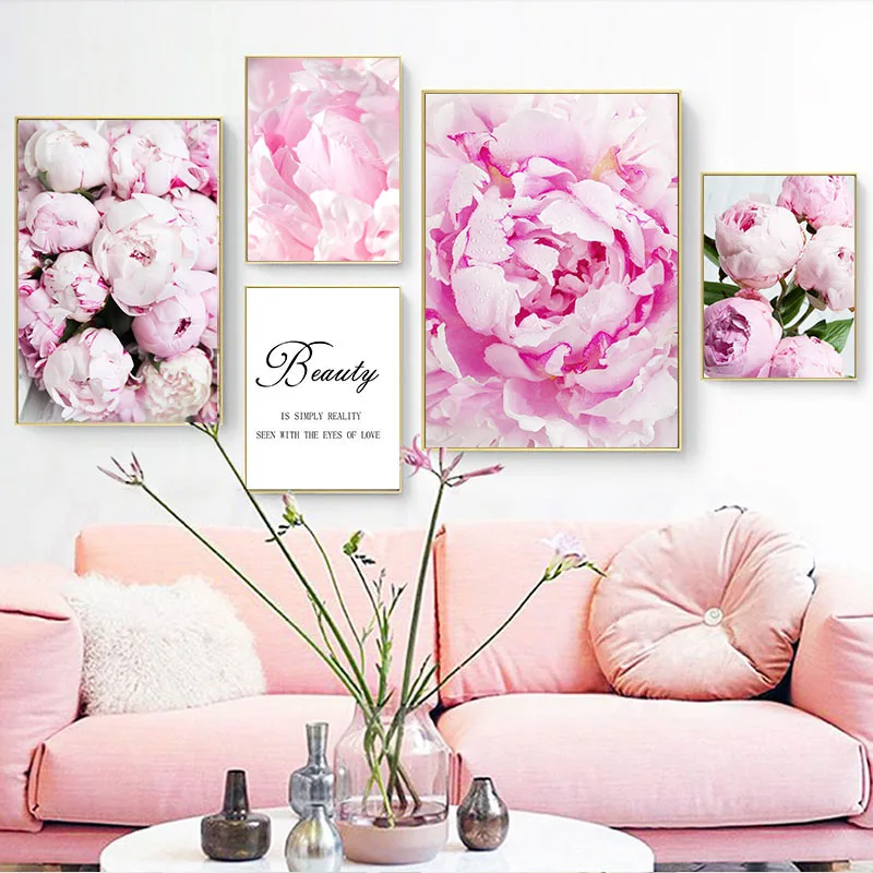 Современная Картина на холсте настенные картины постер с розовыми и фиолетовыми