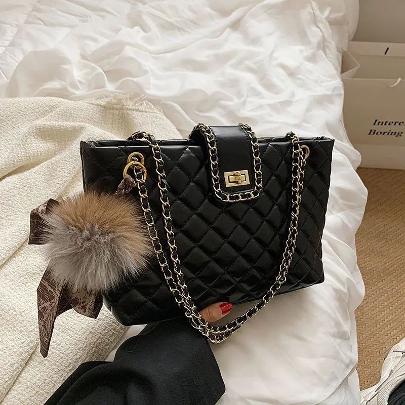 

Quilted Leather Designer Luxury Shoulder Bag With Chain For Women 2022 New Quilted Handbag Large Capacity Tote Bag With Zipper