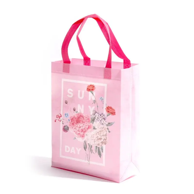 

Flower Printed Gift Bag Portable Non-woven Goodie Bags Present Storage Holder for Birthday Party Wedding Festival