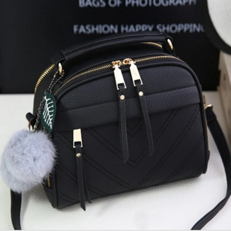 

New Women Messenger Bags New PU Leather Handbag Inclined Shoulder Bag Women Crossbody Handbags Bag Ball Tassel Bolsa