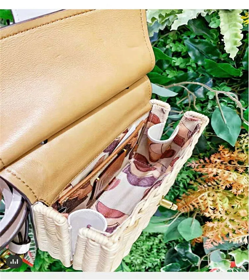 

Leather senior sense wild summer woven rattan straw women's bag slung 2021 new small bag female