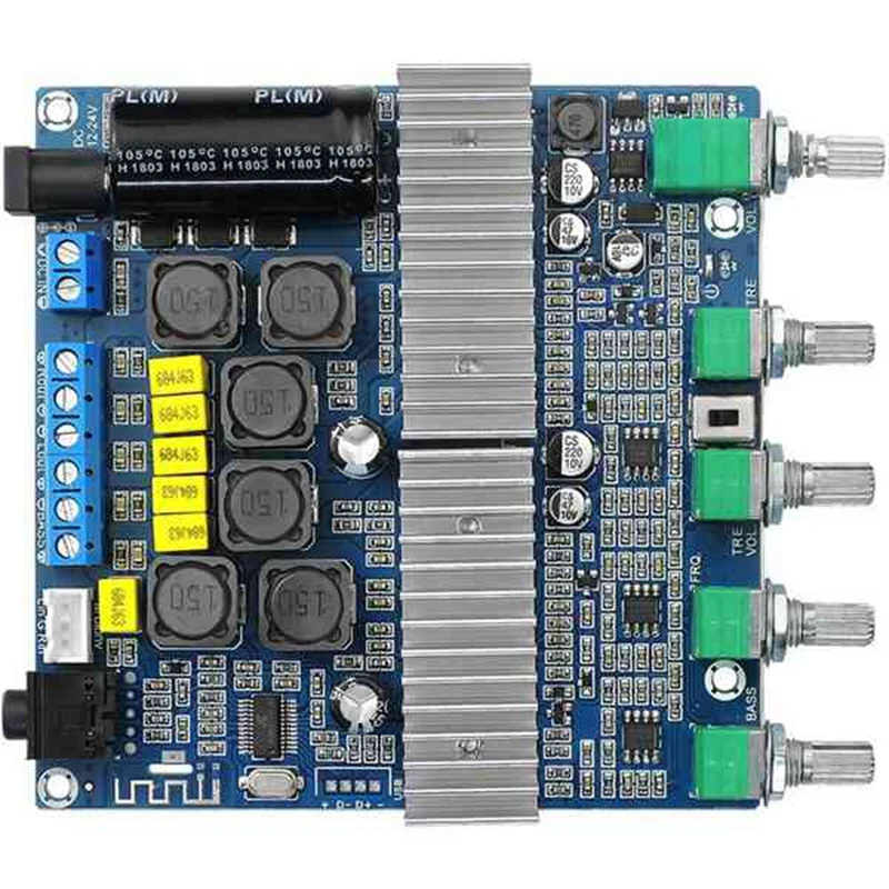 

Hot TPA3116 Subwoofer Amplifier Board 2.1 Channel High Power Bluetooth Audio Amplifiers DC12V-24V 2X50W+100W Amplificador