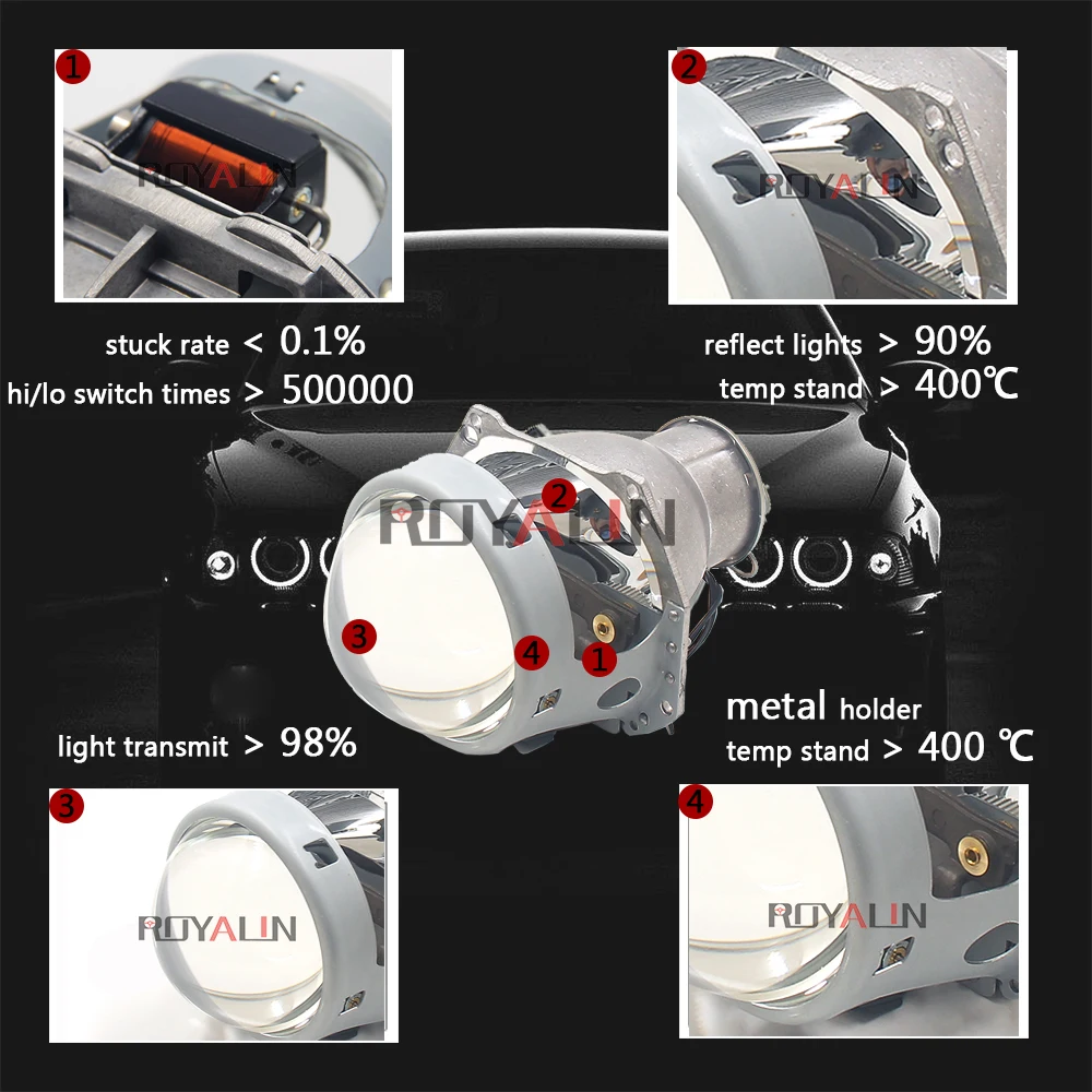 Биксеноновые фары ROYALIN для Hella 3R G5 H1 H4 H7 биксеноновый прожектор D2S D2H 9005 HB4