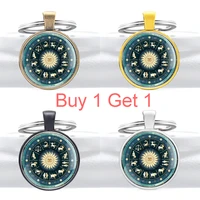 buy 1 get 1 new arrivals twelve constellations glass dome key chain charm astrology jewelry sleutelhanger key ring