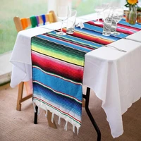 mexican serape table runner hand woven cotton tablecloth colorful striped party wedding decoration dining table decor