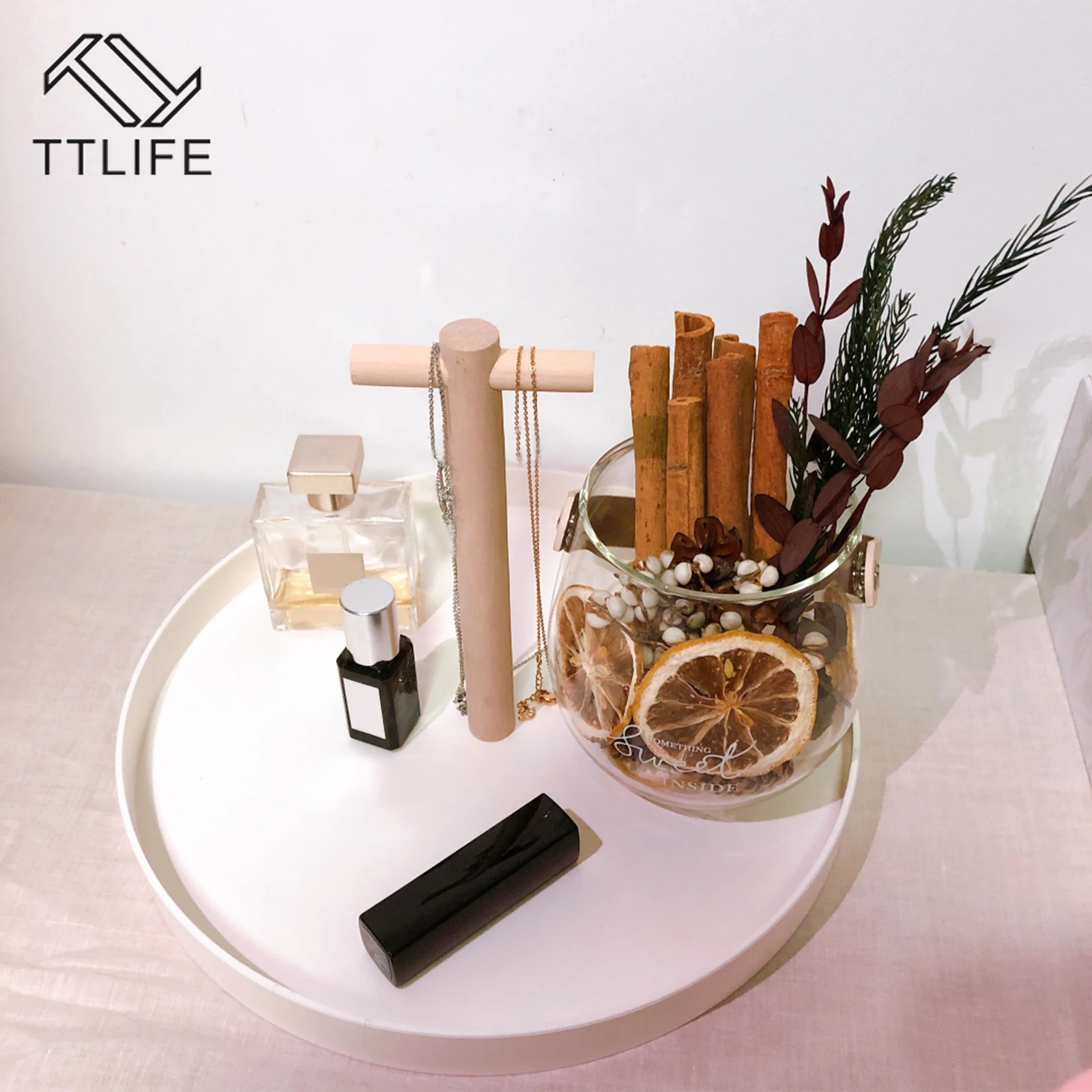 Новый скандинавский круглый рабочий стол поднос для хранения с деревянной