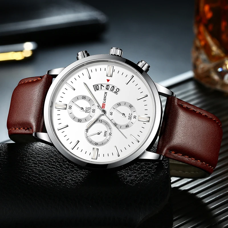 Top Luxury Brand Men Watches Business Casual Watch Leather Steel Strap Quartz Wristwatch Calendar Clock Relogio Masculino Male | Наручные