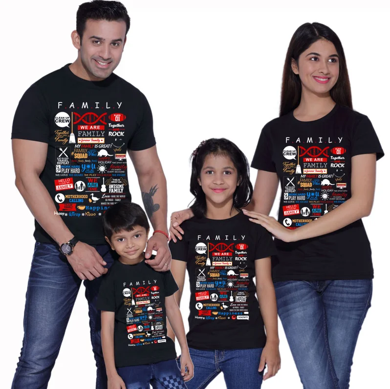 

Mommy Daddy Baby Family TV Combined Mosaic T Shirt Family Matching Outfits Mom and Dad and Children T-shirt