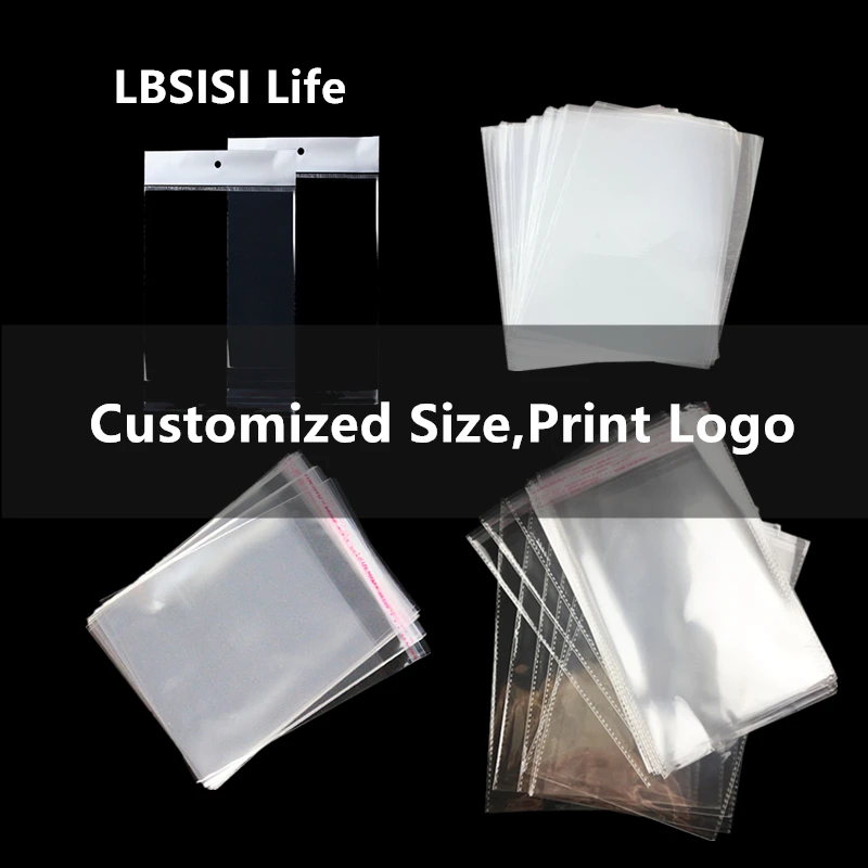 

Индивидуальные пластиковые пакеты LBSISI Life, прозрачные полипропиленовые пакеты для печенья, ткань для подвешивания, напечатанный логотип