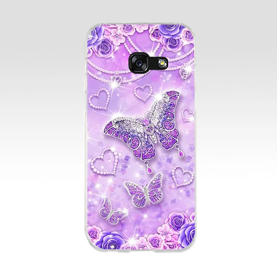 Мягкий Силиконовый ТПУ чехол 381FG с красной бабочкой на белых розах для телефона