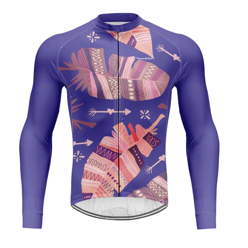 Runchita новый мужской летний длинный рукав Велоспорт Джерси велосипед MTB одежда для