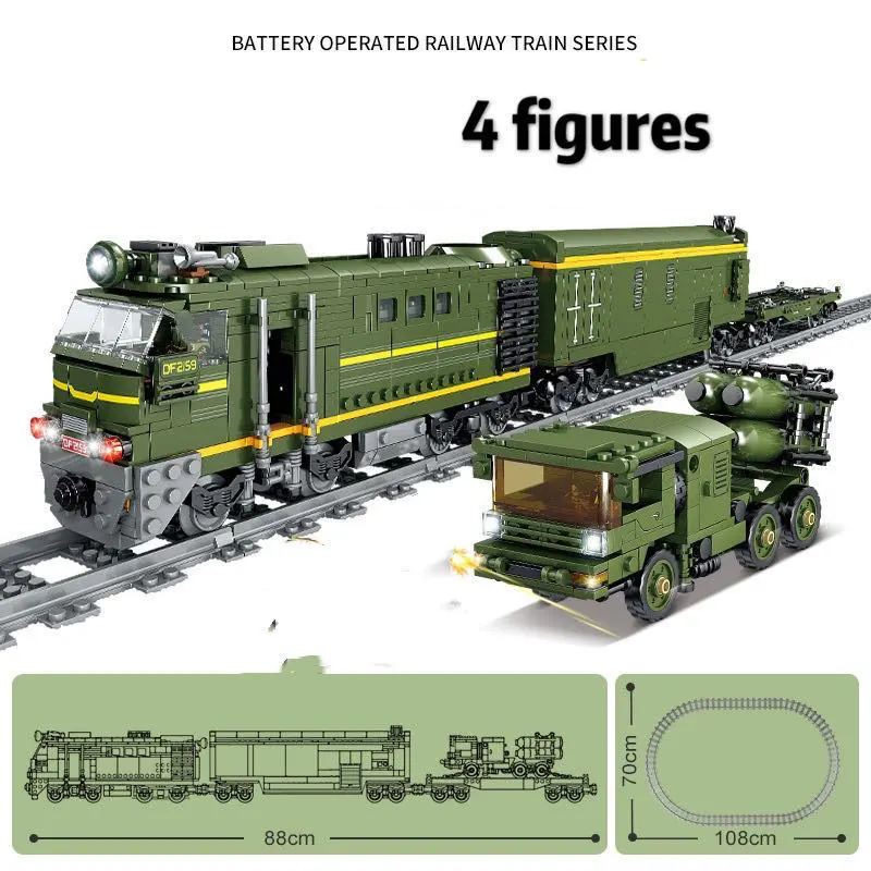 

KAZI City Train Models Laying Track Machine Train Power Technical Function Building Block Bricks DIY Toys For Children Gifts