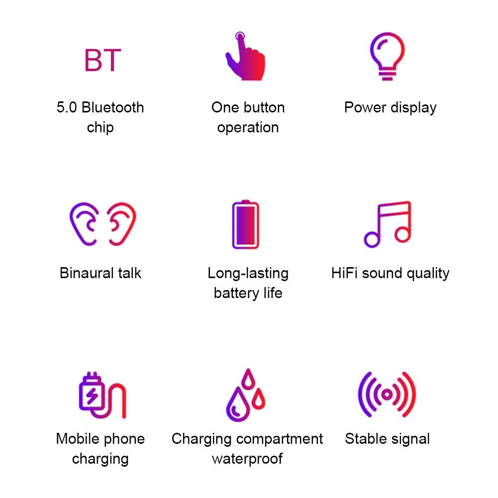 V10 Портативный светодиодный мини беспроводной Bluetooth 5,0 наушники-вкладыши сенсорный Контрольный динамик удобно носить