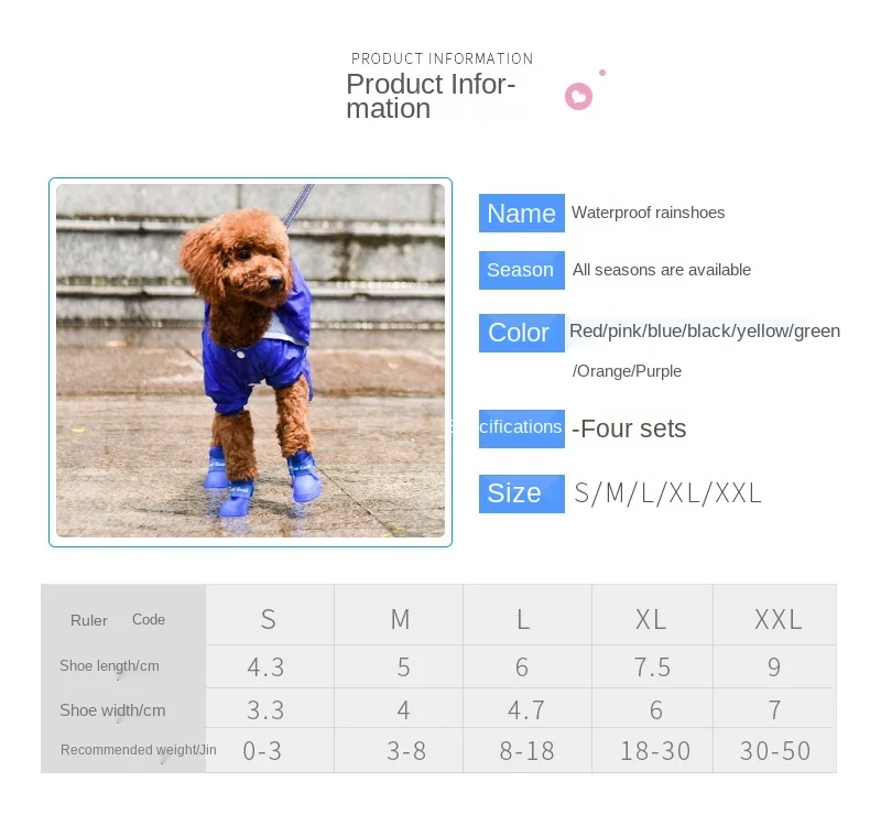 

Pet Dog Shoes Silicone Rain Shoes Teddy Waterproof and Antiskid Dog Rain Shoes Indoor and Outdoor Pet Shoe Cover Dog Booties