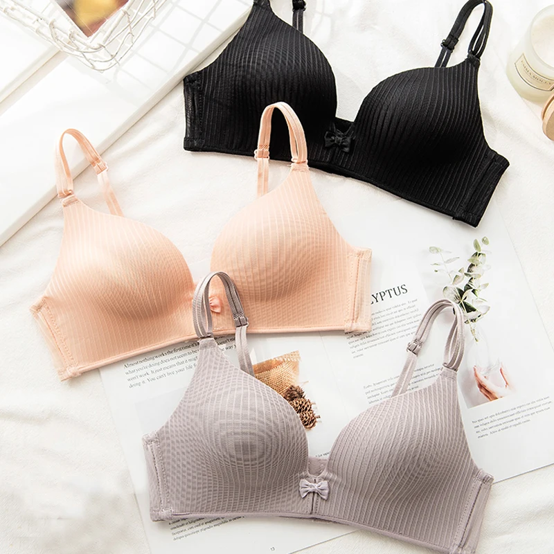 Женский бюстгальтер без косточек Roseheart черный с бантиком пуш-ап | Женская одежда