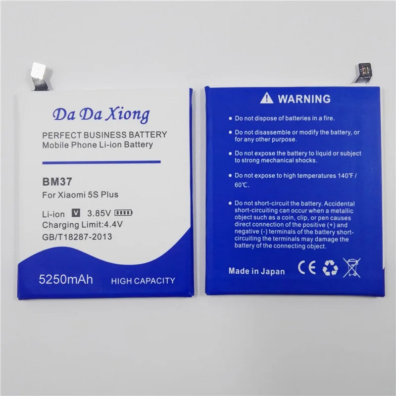 BM37 5250 мАч мобильный телефон аккумуляторные батареи для Xiaomi Mi 5S plus батарея Mi5s Plus